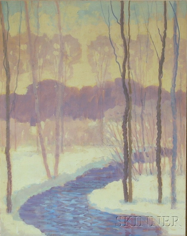 Appraisal: Framed Winter Landscape initialed H S l l gouache on