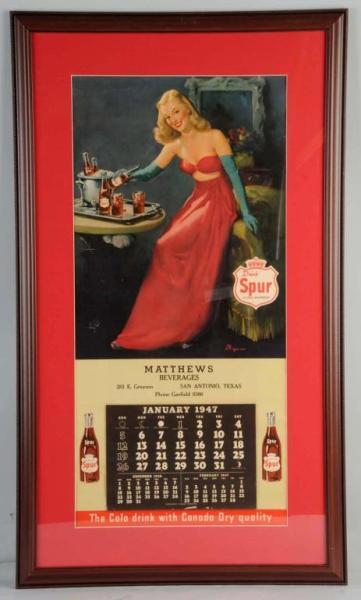 Appraisal: Framed Spur Calendar Description Artwork by Elvgren Nicely framed under