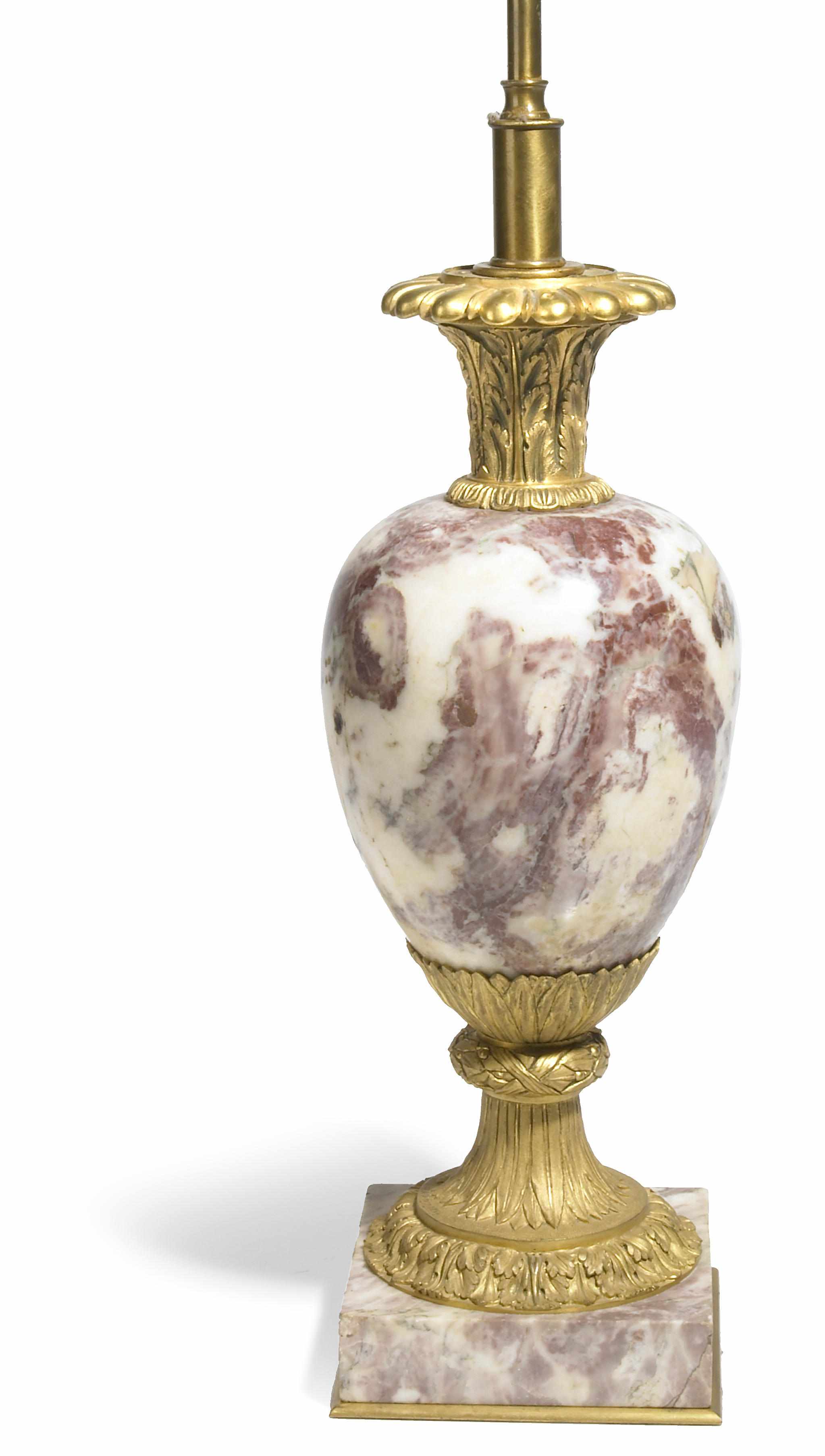 Appraisal: A French gilt bronze mounted marble table lamp Maison Mottheau