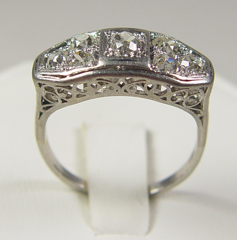 Appraisal: Ladies Platinum Diamond Ring Seven old mine cut diamonds approximately