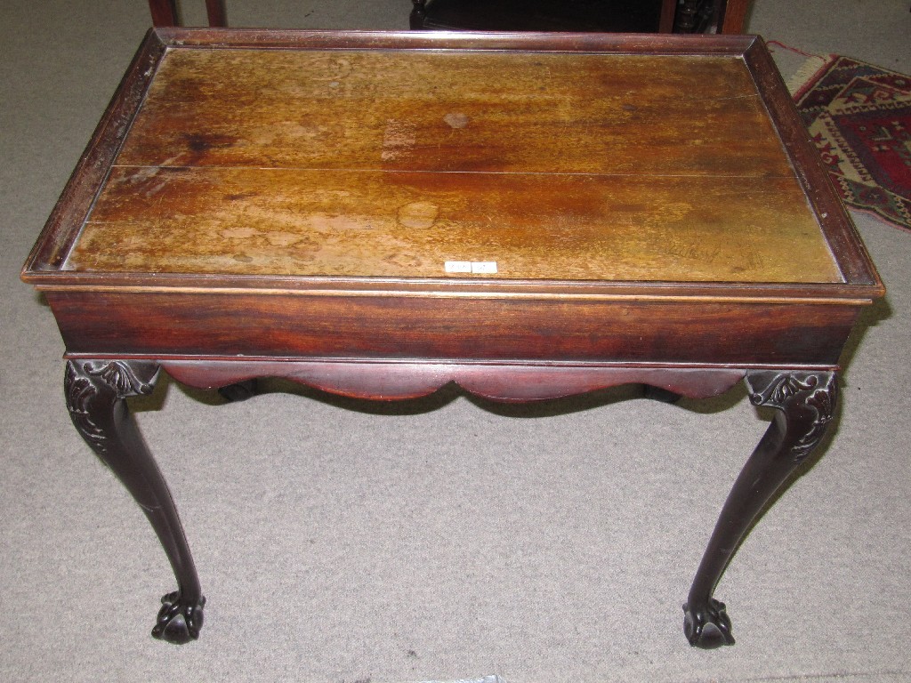 Appraisal: Edwardian mahogany silver table raised on cabriole legs with ball