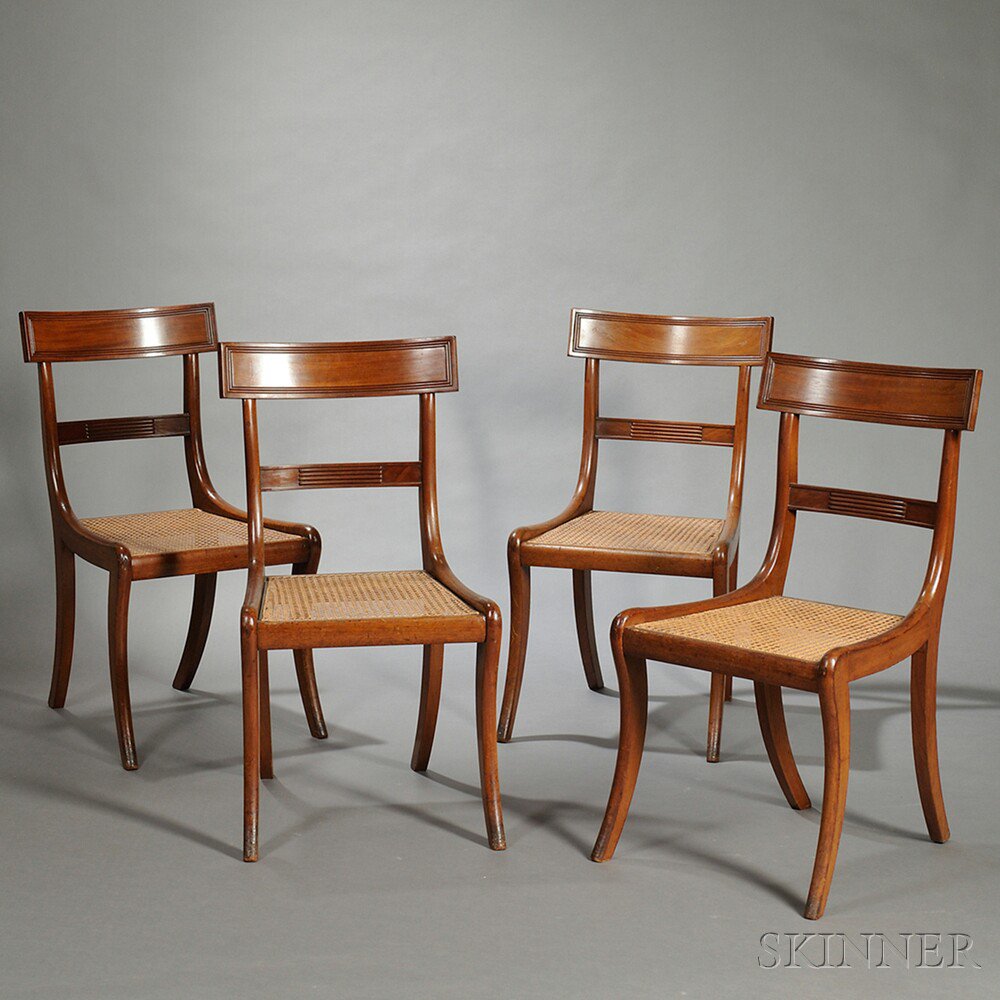 Appraisal: Set of Four Carved Mahogany Grecian-style Side Chairs Massachusetts c