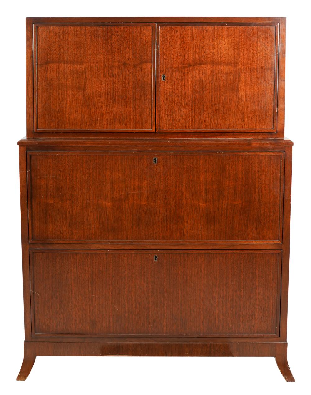 Appraisal: ART DECO STYLE MAHOGANY CABINETwith two lateral files below two