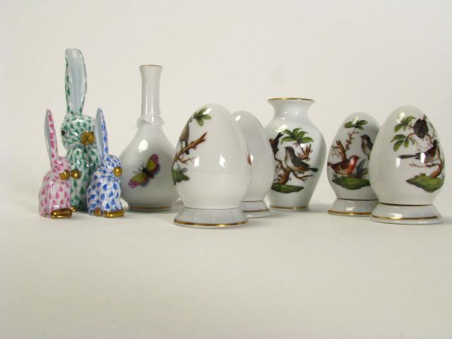 Appraisal: Group of Herend Porcelain Miniatures including four bird motif table