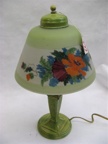 Appraisal: AN AMERICAN BOUDOIR TABLE LAMP c - Reverse transfer ware