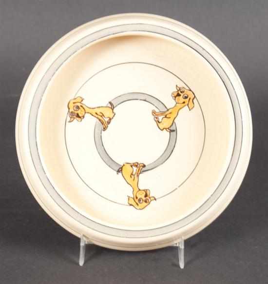 Appraisal: Roseville pottery child's dish in the ''Skinny Puppy'' pattern second