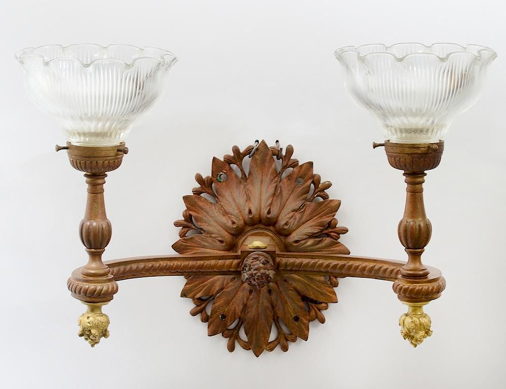 Appraisal: LOUIS XVI STYLE BRONZE TWO LIGHT SCONCE French With floral