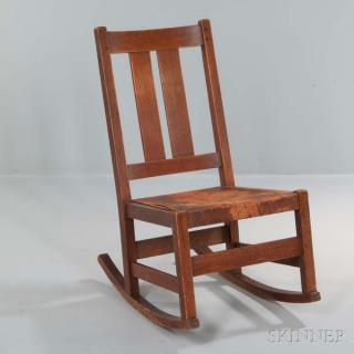 Appraisal: L J G Stickley Rocking Chair L J G Stickley