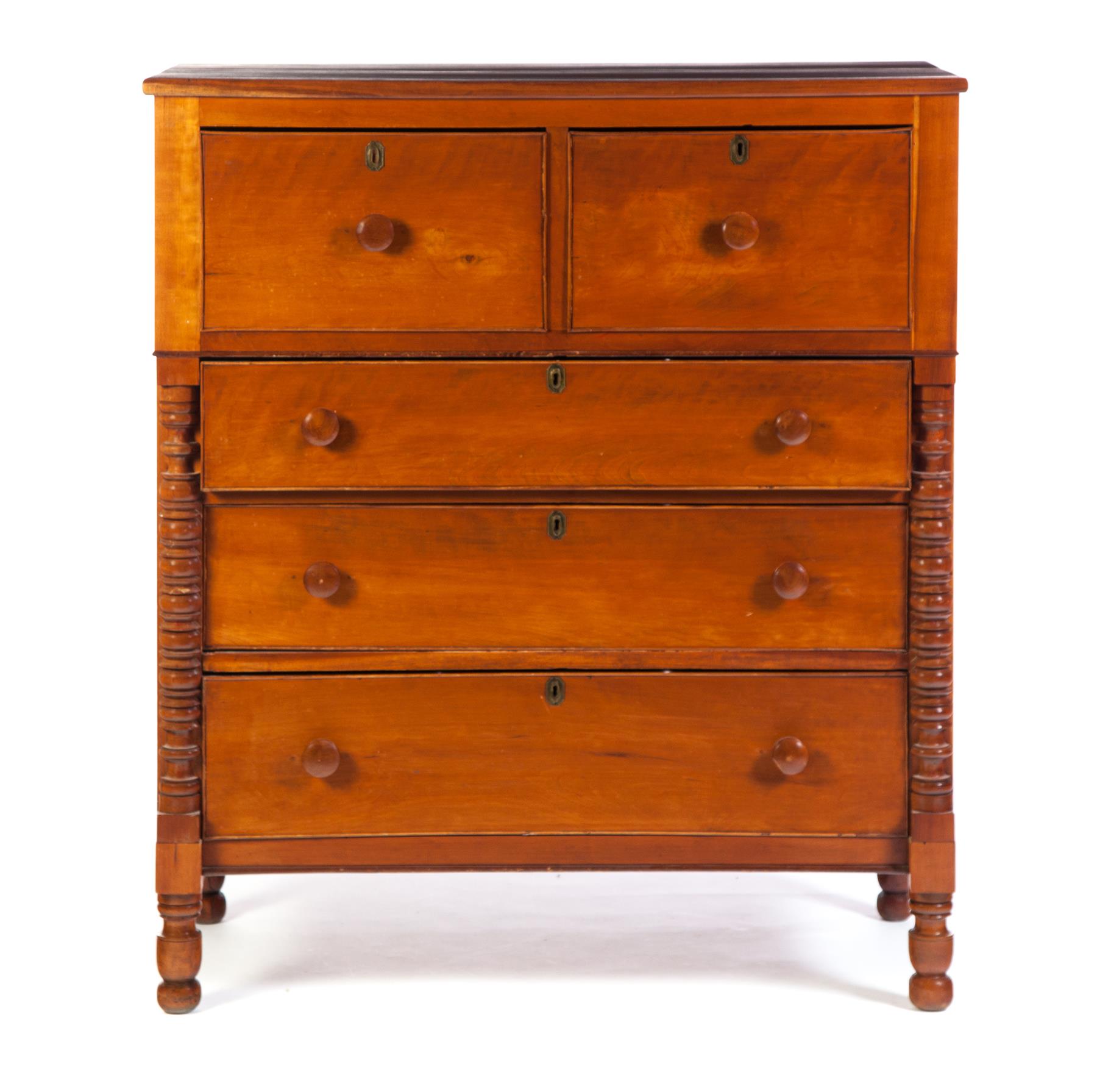 Appraisal: TRANSITIONAL SHERATON TO EMPIRE CHEST American nd quarter- th century