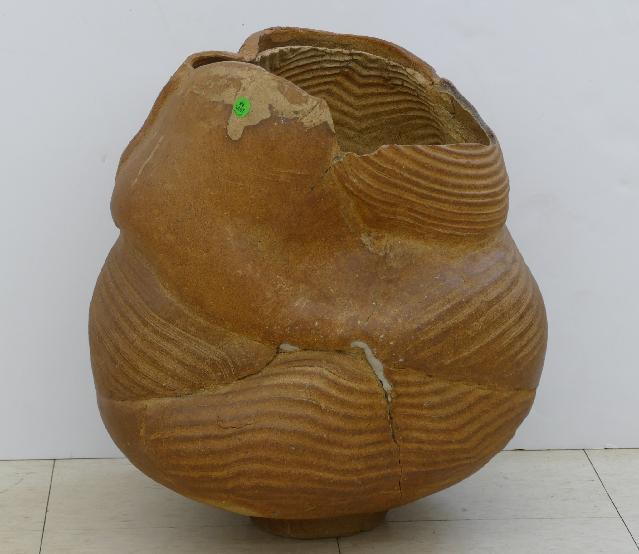 Appraisal: Large Brutalist Studio Pottery Floor Vase '' - Some damage