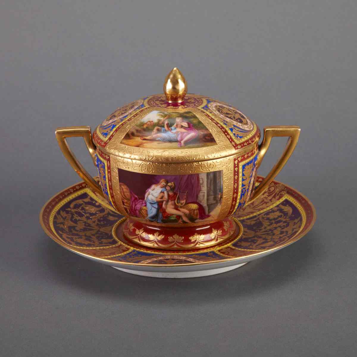 Appraisal: Vienna T Covered Two-Handled Cup and Stand late th century