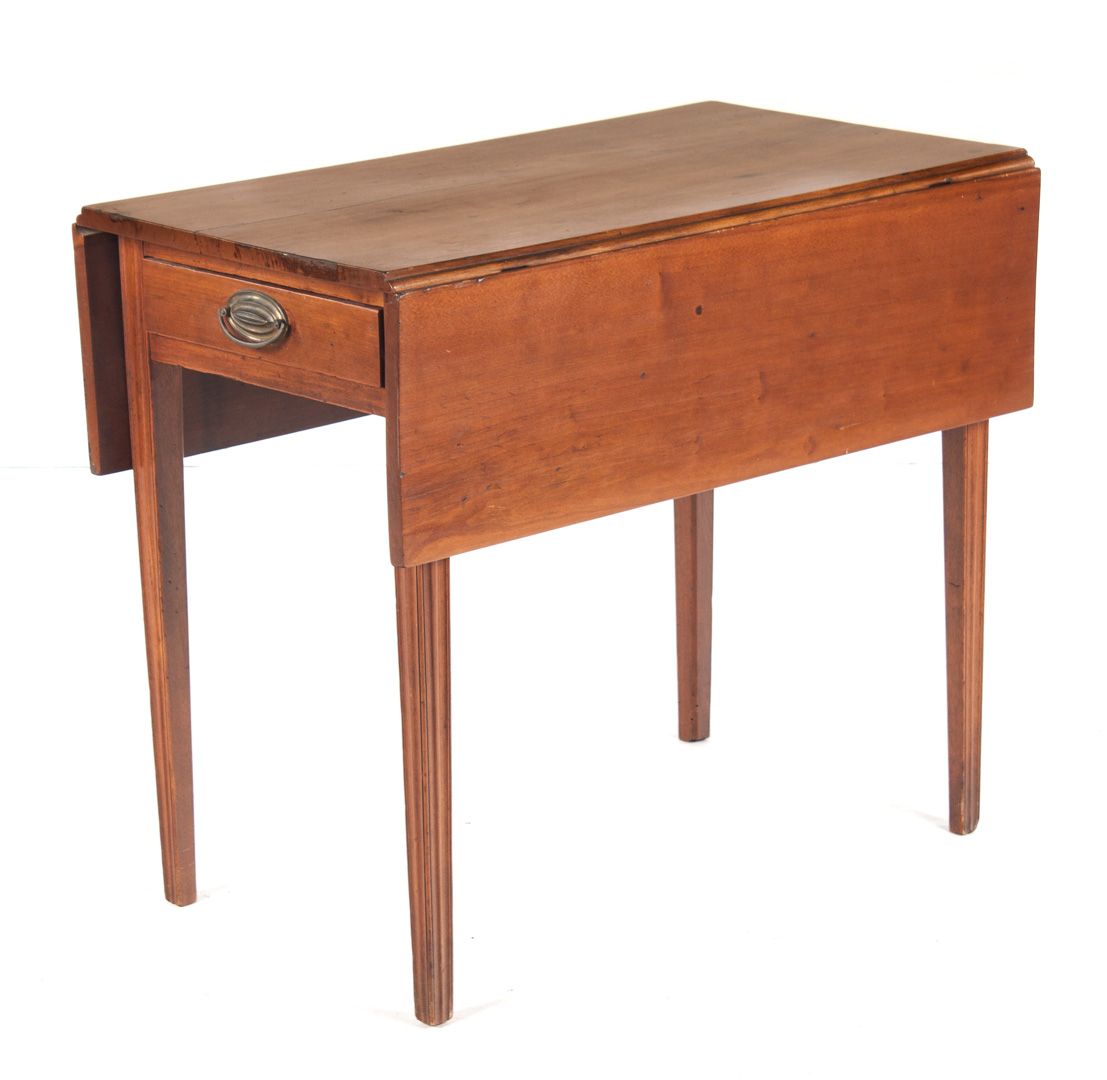 Appraisal: Federal cherrywood drop-leaf table circa single drawer in in L