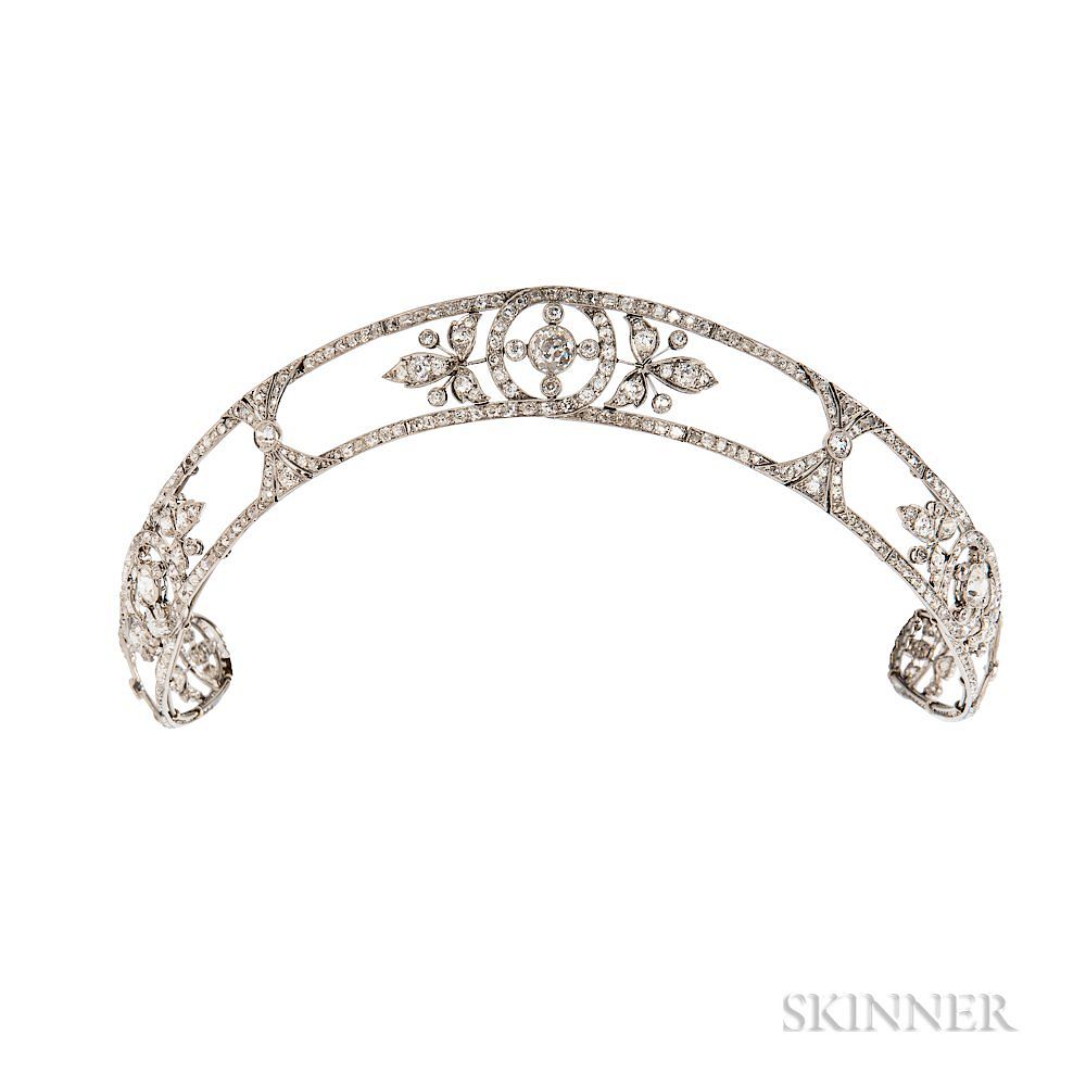 Appraisal: Edwardian Platinum and Diamond Tiara Edwardian Platinum and Diamond Tiara