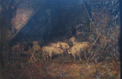 Appraisal: CHARLES EMILE JACQUES french - SHEEP IN BARN Signed bottom