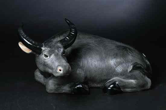 Appraisal: CHINESE BLACK PORCELAIN FIGURE OF BUFFALO - in long