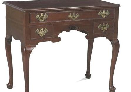 Appraisal: ENGLISH CHIPPENDALE WALNUT THREE-DRAWER BACHELOR'S CHEST The rectangular top with