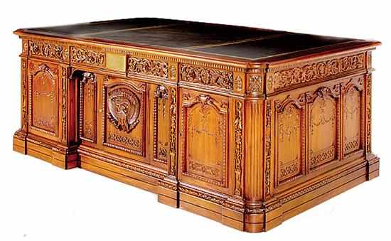 Appraisal: Carved mahogany ''Presidential Resolute Desk'' rectangular top with ovolo corners