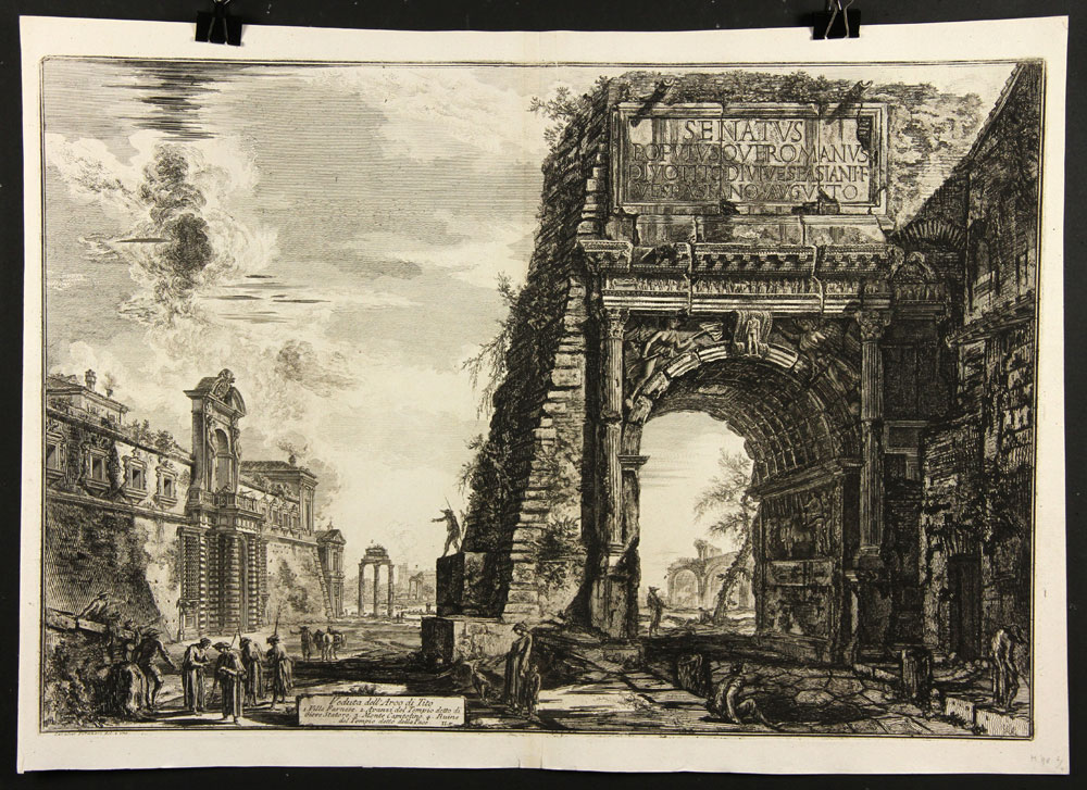 Appraisal: - Piranesi Veduta dell'Arco di Tito Etching Giovanni Battista Piranesi