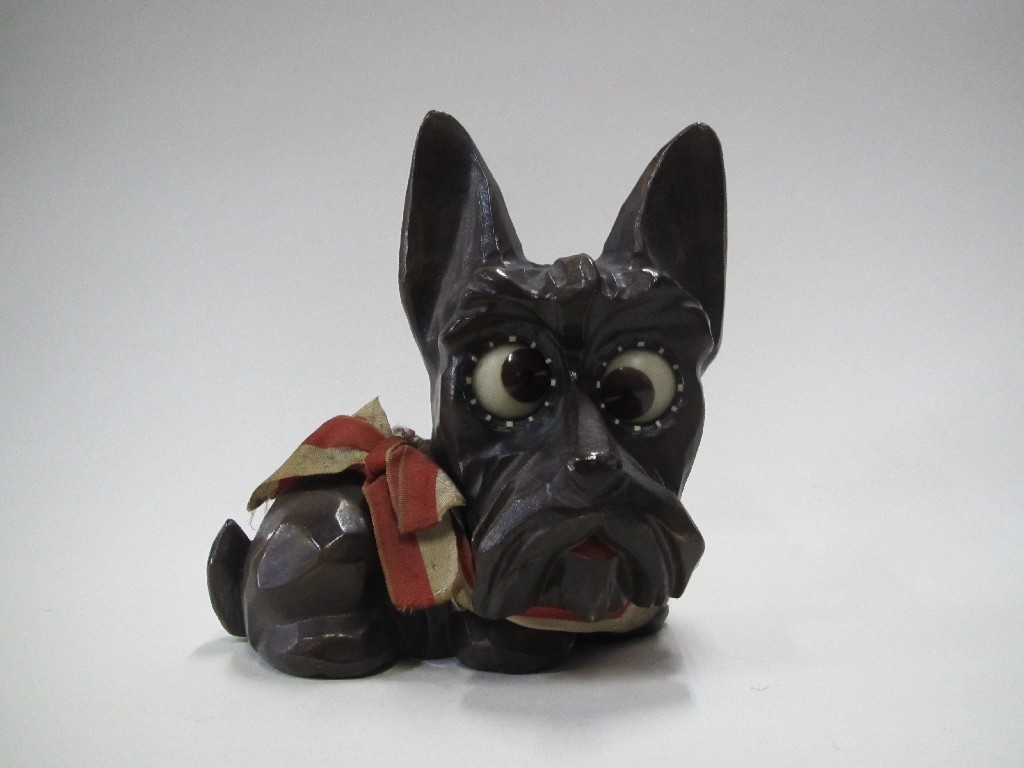 Appraisal: Carl Tiedemann novelty clock modelled as a seated terrier with