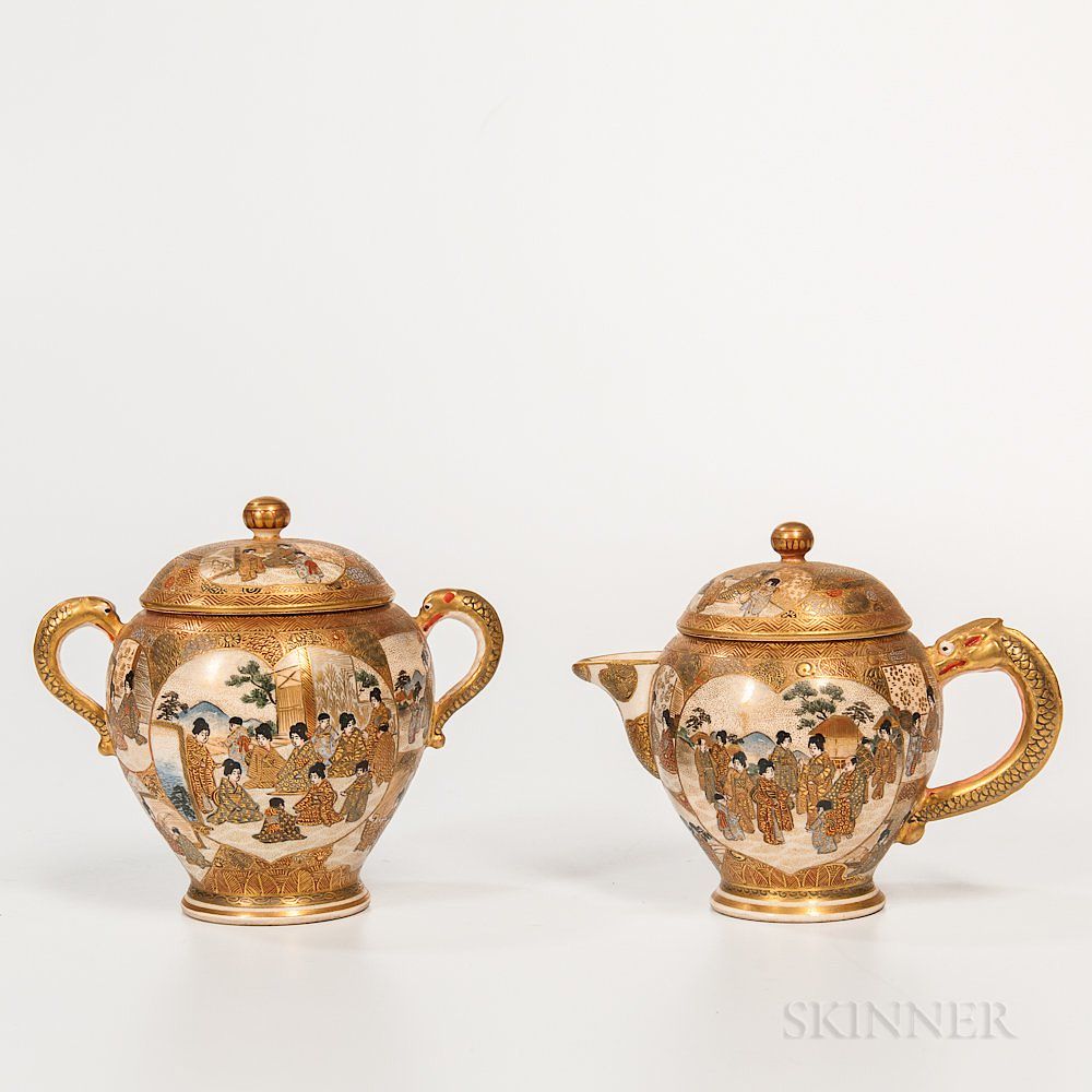 Appraisal: Satsuma Sugar and Creamer Set Satsuma Sugar and Creamer Set