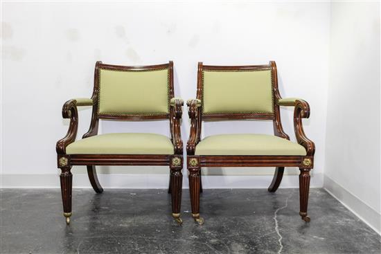 Appraisal: Sale Lot A Pair of Regency Style Library Chairs Height