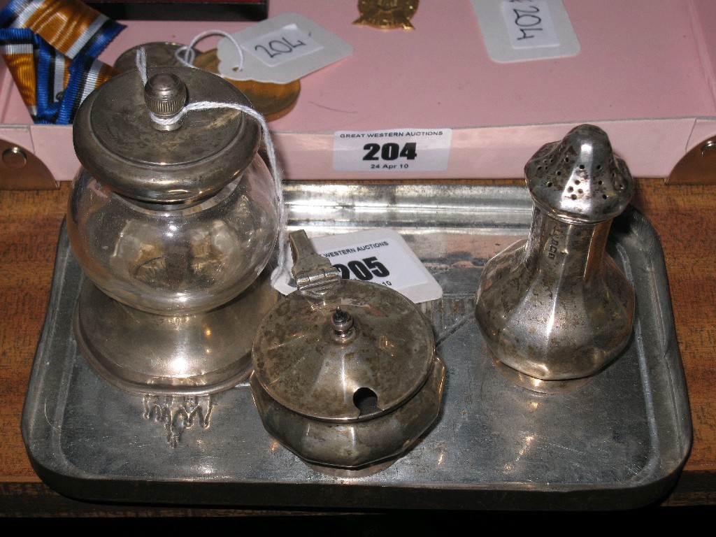 Appraisal: Lot comprising silver salt and pepper and a pepper mill