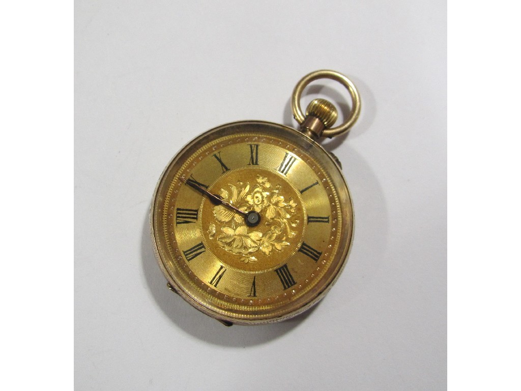 Appraisal: Nine carat gold cased open faced fob watch