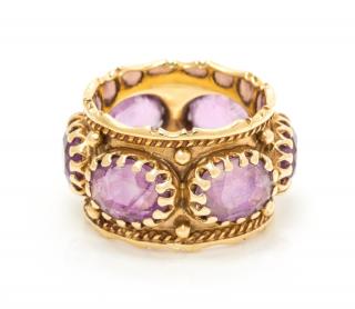 Appraisal: A Yellow Gold and Amethyst Band dwts A Yellow Gold