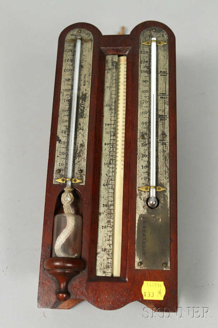 Appraisal: Wet-Dry Bulb Hygrometer by Huddleston Boston early th century the