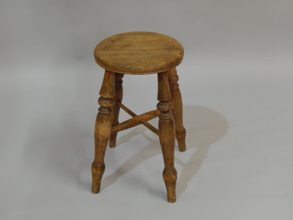 Appraisal: A thC country made ash stool with a circular seat