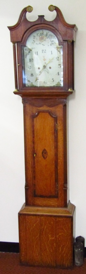 Appraisal: A mid- thC mahogany and oak country longcase clock the