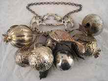 Appraisal: A silver plated collection of hanging fruits and charms approx