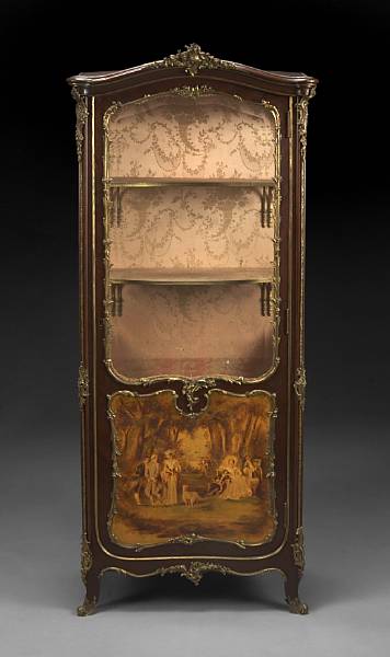 Appraisal: A Louis XV style gilt bronze mounted mahogany vitrine early