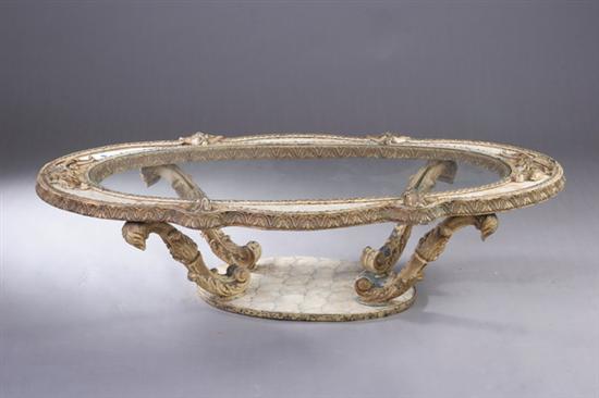 Appraisal: ROCOCO INSPIRED CAPIZ SHELL LOW TABLE early th century with