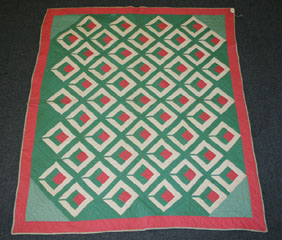 Appraisal: Hand stitched tricolor tulip quilt x Good condition mild staining