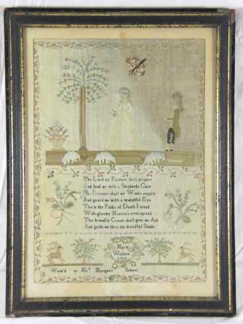 Appraisal: A needlework sampler Mary Waldron worked at Mrs Morgan's School