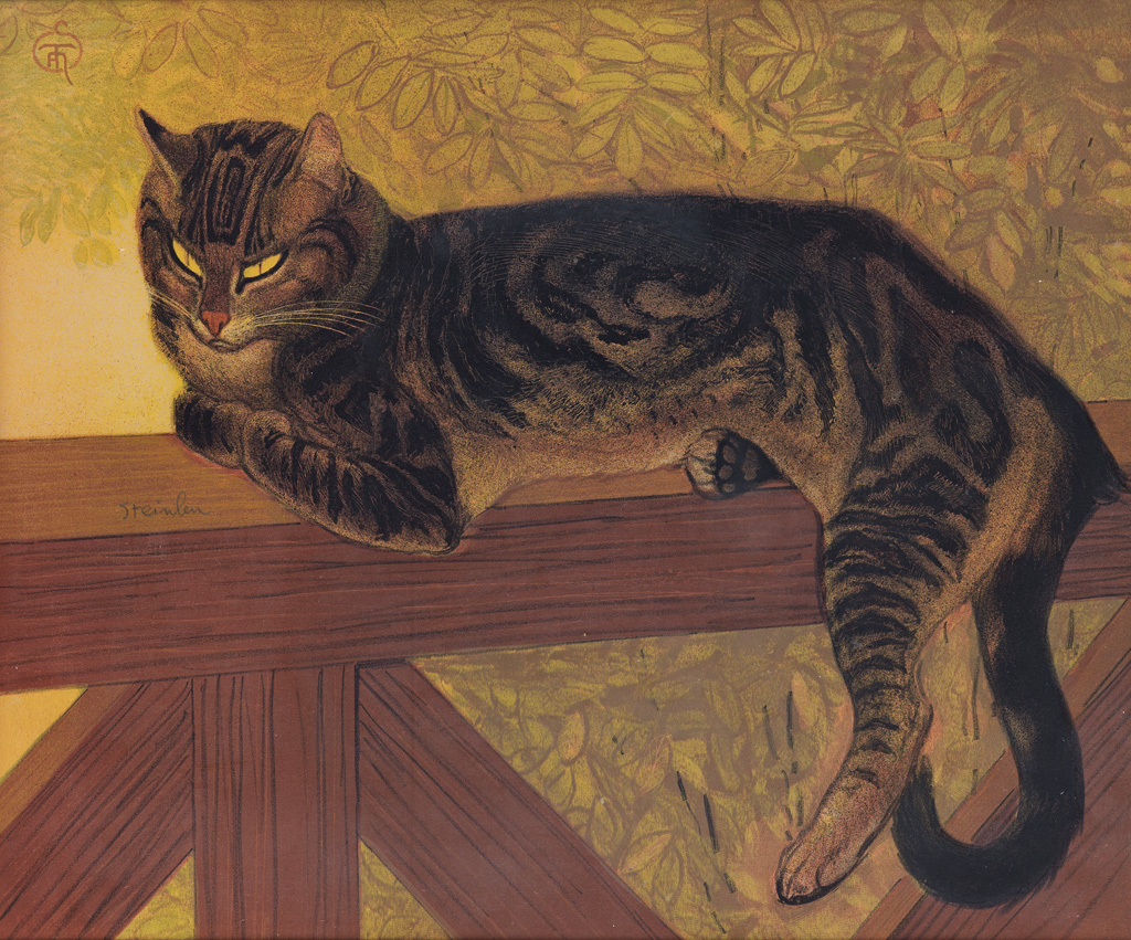 Appraisal: TH OPHILE STEINLEN L' t Chat sur une Balustrade Color