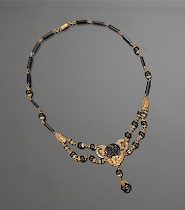 Appraisal: Victorian Jet Brass Necklace Mourning necklace with bet black beads