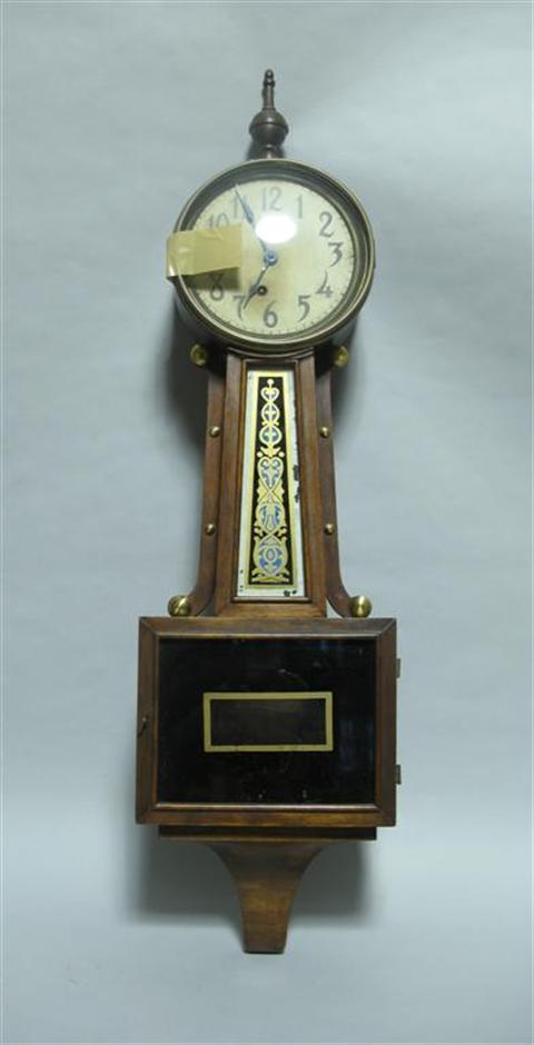 Appraisal: AMERICAN MAHOGANY BANJO WALL CLOCK h in