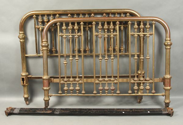 Appraisal: th Century brass bed with rails h x w x