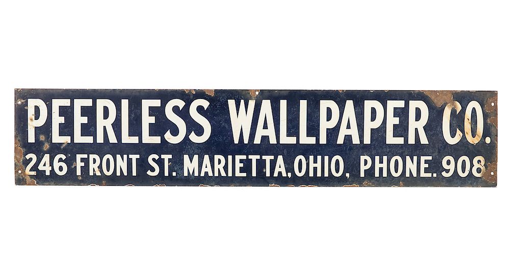 Appraisal: ' Peerless Wallpaper Marietta Ohio Metal Sign Measures tall wide