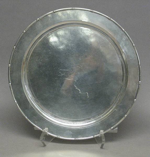 Appraisal: A Chinese export silver footed tray With faux bamboo rim