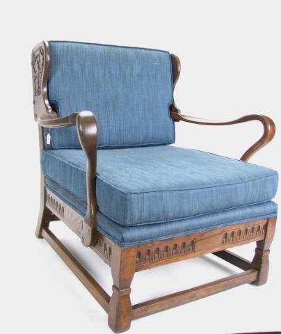 Appraisal: Romweber Viking Oak Upholstered Arm Chair with open arms and