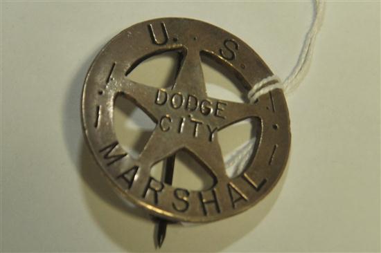 Appraisal: U S DODGE CITY MARSHALL BADGE American late th -