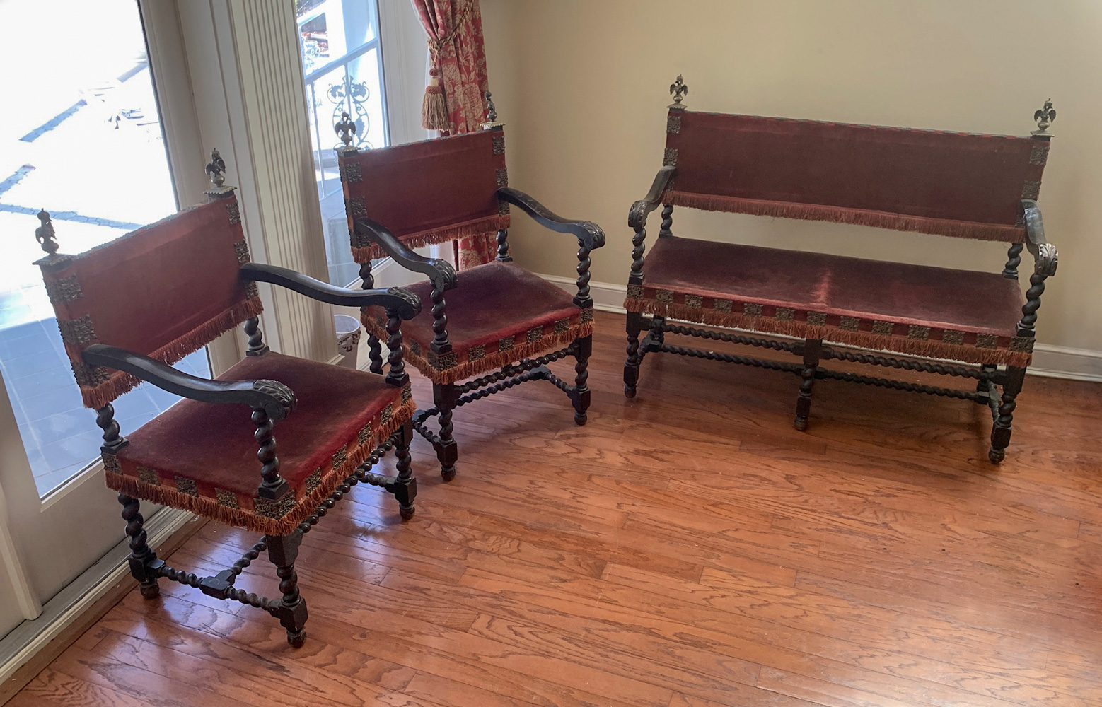 Appraisal: PIECE GERMAN BARLEY TWIST PARLOR SET Comprising settee and arm