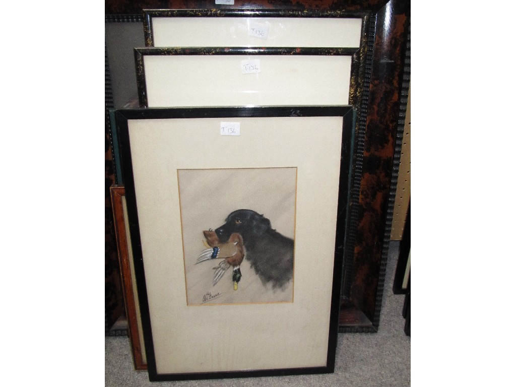 Appraisal: Lot comprising four various prints two chalk drawings and a