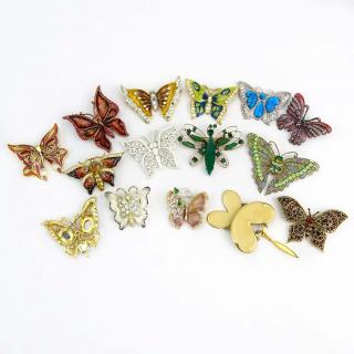 Appraisal: Collection of Fifteen Fashion Butterfly Brooches variously with enamel and