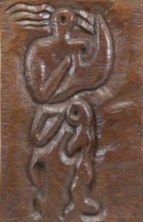 Appraisal: ZORACH William Carved Wood Relief Mother and Child An unusual