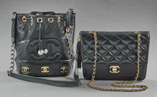 Appraisal: Two Chanel Leather Purses th c one of black q