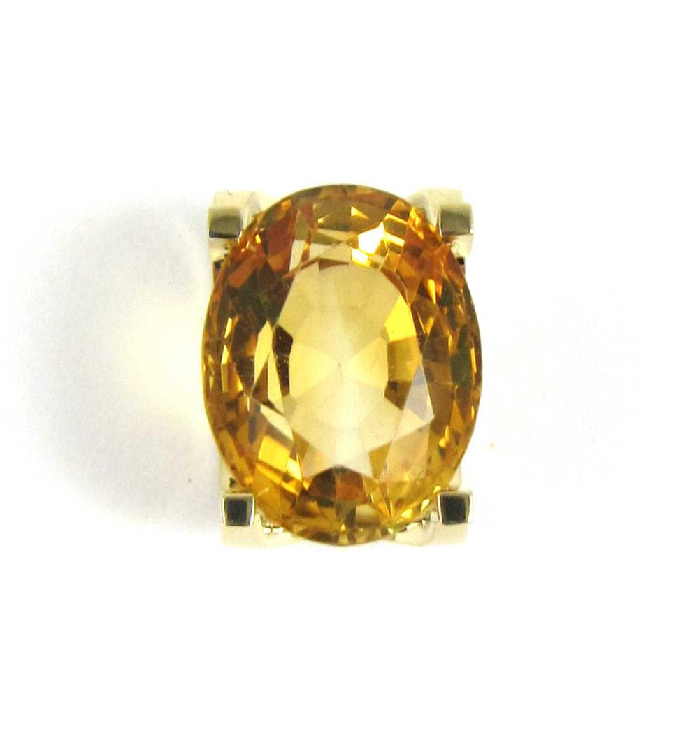 Appraisal: CITRINE SOLITAIRE SLIDER PENDANT Oval-cut yellow citrine cts K gold